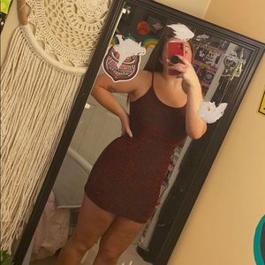 Red shimmer bodycon dress